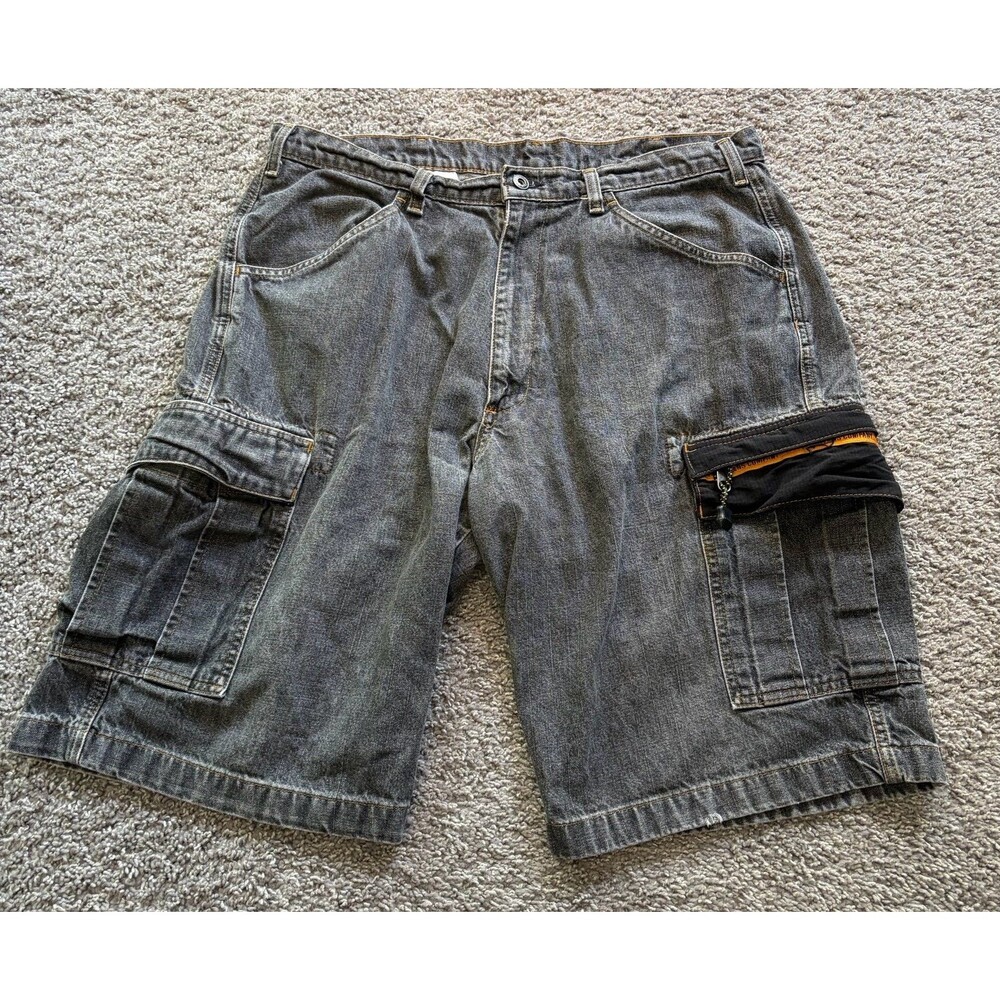 VTG Polo Jeans Co Ralph Lauren Black Denim Cargo Shorts Military Stash Men’s 36